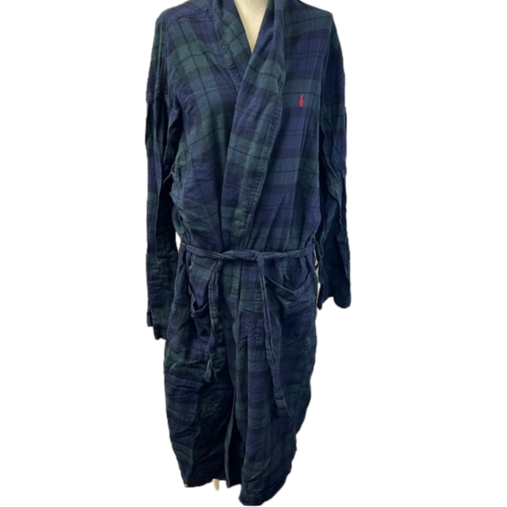 Polo Ralph Lauren Blackwatch Plaid Flannel Robe Large XLarge